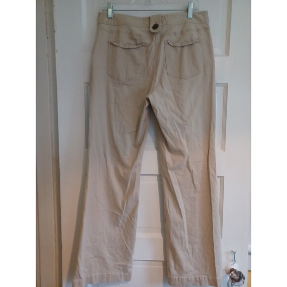 Talbots vintage wide leg khaki pants 10 cotton stretch pockets button accents - Picture 4 of 10